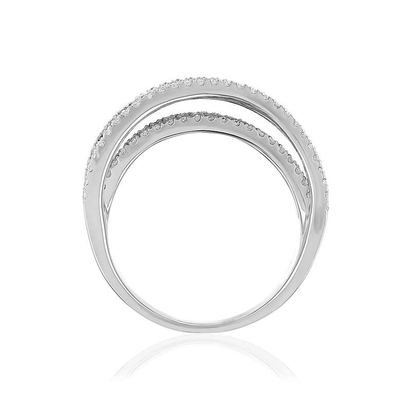 Bague or blanc 750 et diamants - vue 2