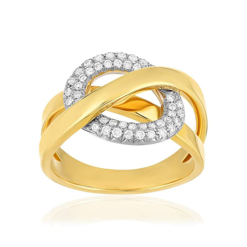 Ring van twee soorten goud met diamanten - afbeelding 1