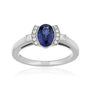 Bague or blanc saphir diamant