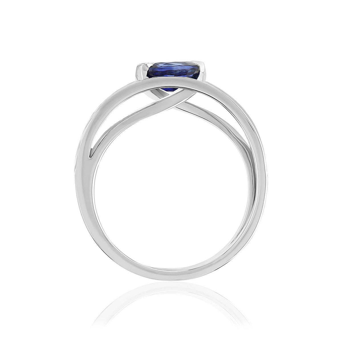 Bague or blanc 750, saphir et diamants - vue 2