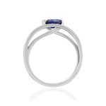 Bague or blanc 750, saphir et diamants - vue 2