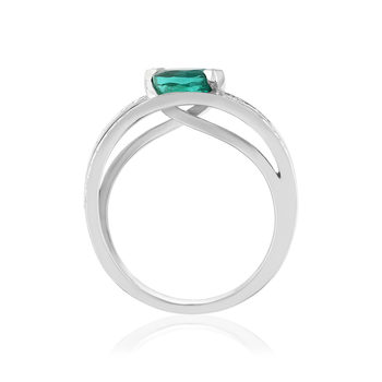 Bague or blanc emeraude diamant