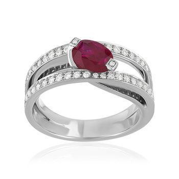 Bague or blanc rubis diamant