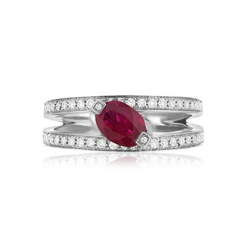 Bague or blanc rubis diamant