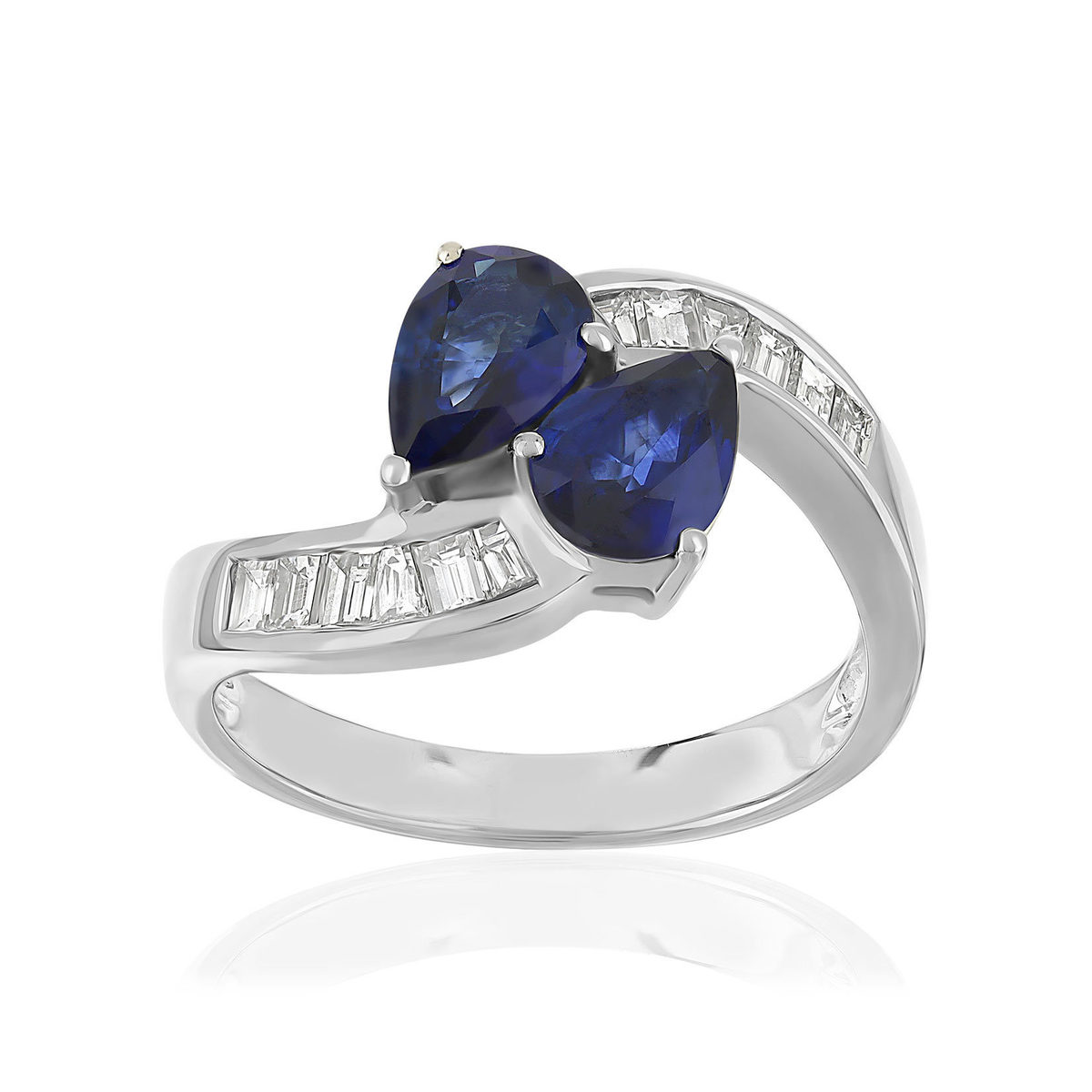 Bague or blanc 750, saphir et diamants