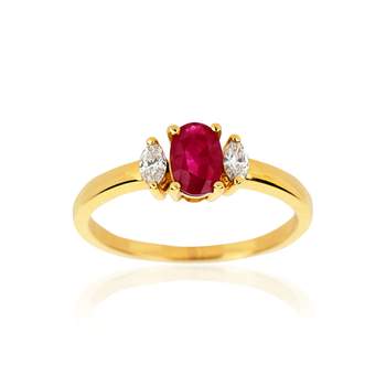 Bague or jaune rubis diamant