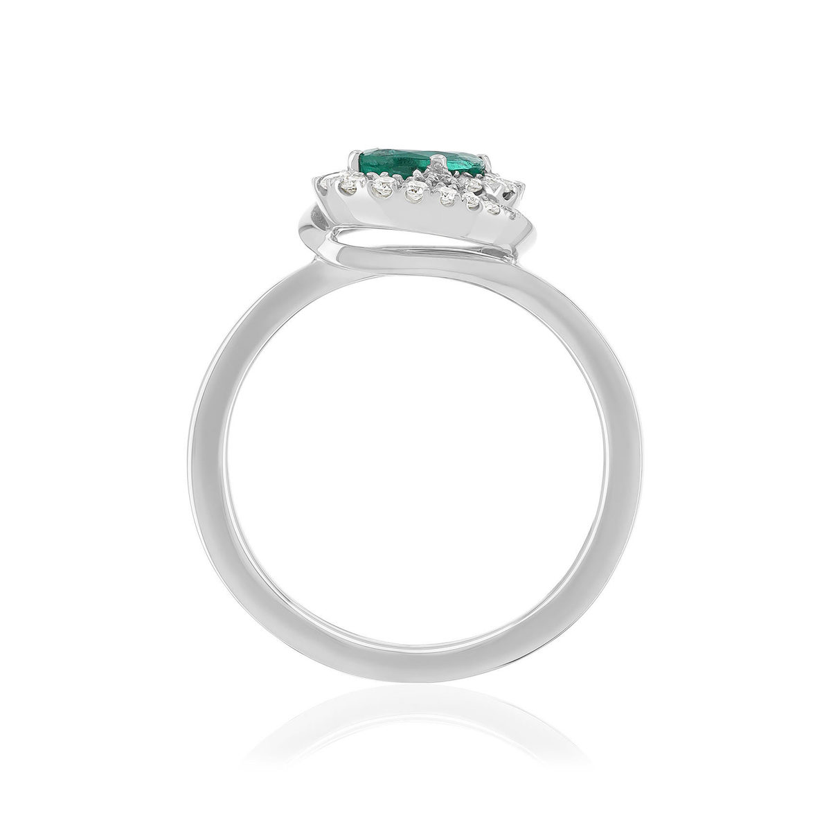 Bague or blanc emeraude diamant - vue 2