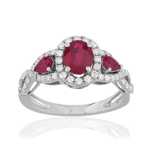 Bague or blanc rubis diamant