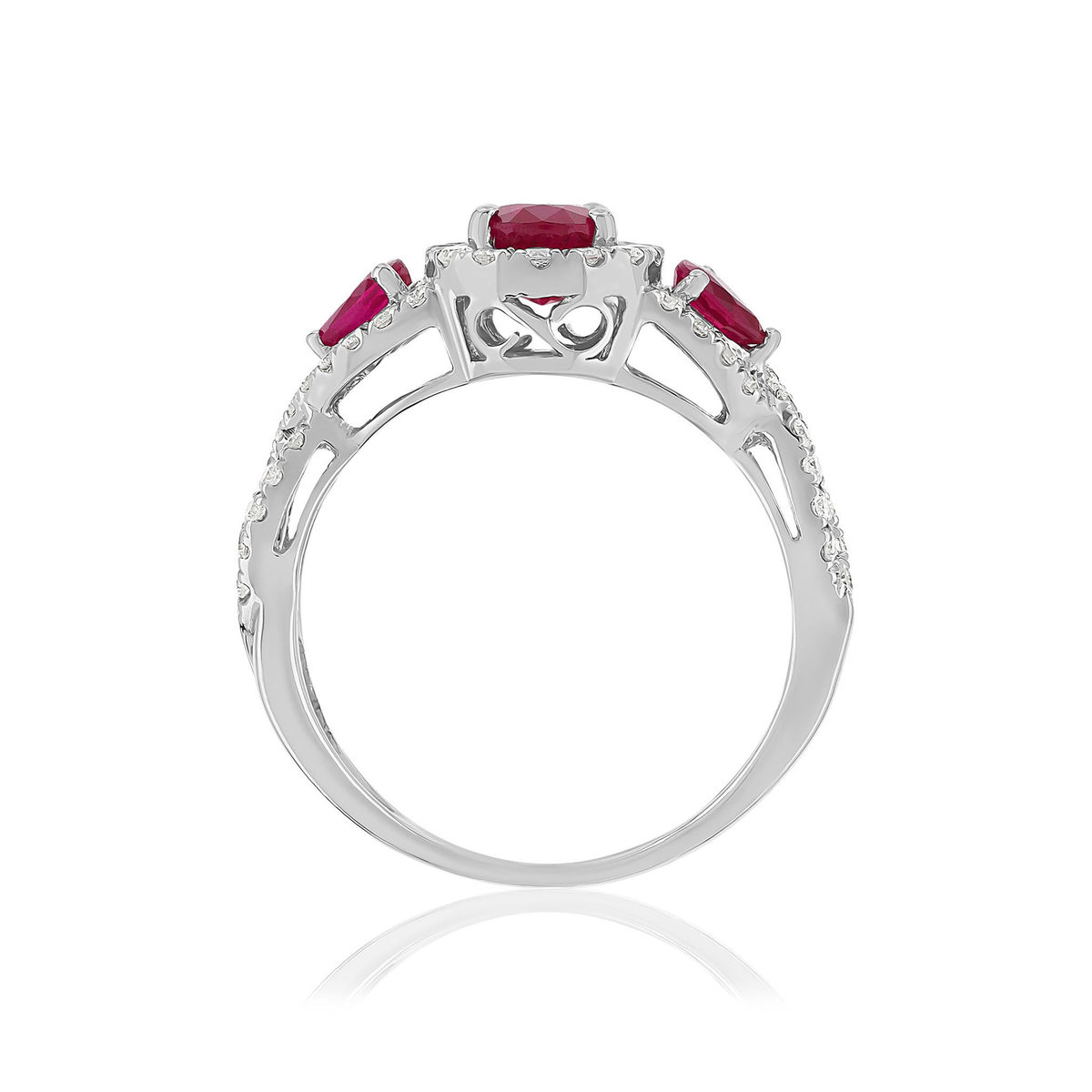 Bague or blanc rubis diamant - vue 2