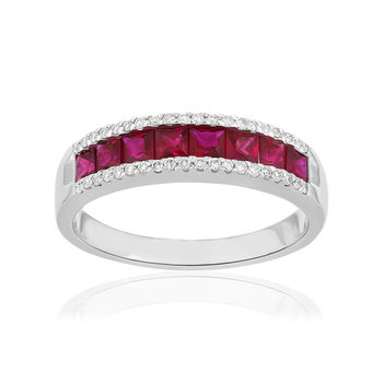 Bague or blanc rubis diamant