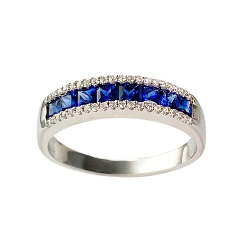Bague or blanc saphir diamant