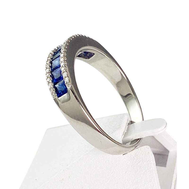Bague or blanc saphir diamant - vue 2