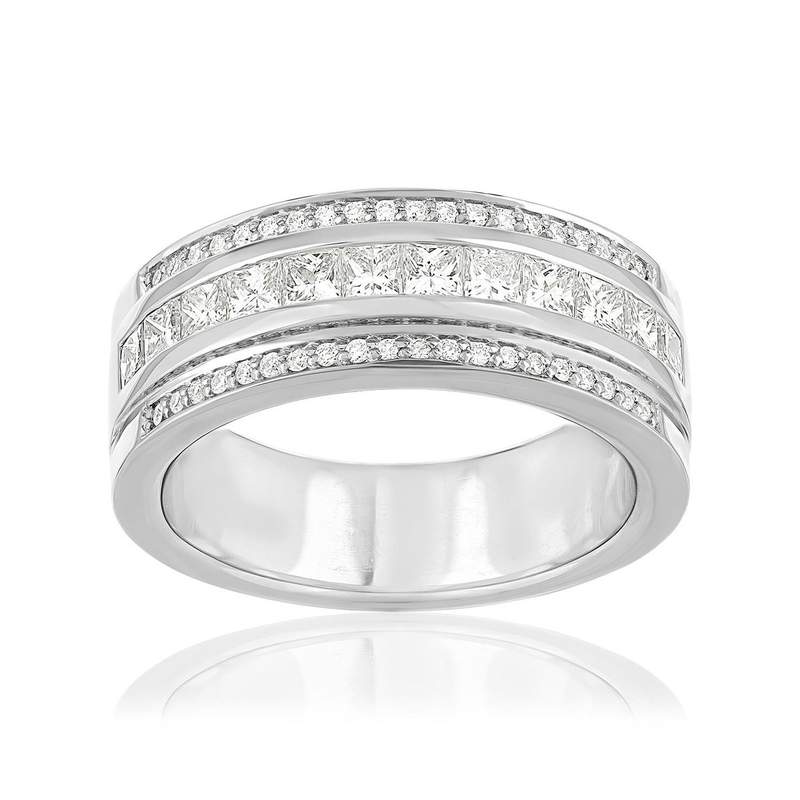 Bague or blanc 750 et diamants - vue 1