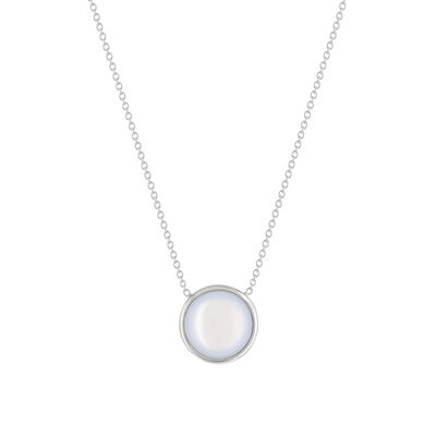 Collier or 750 blanc calcedoine 42 cm - vue 1