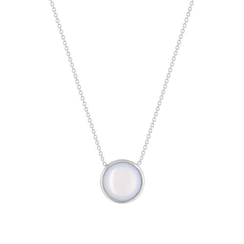 750 white gold necklace with chalcedony, 42 cm
