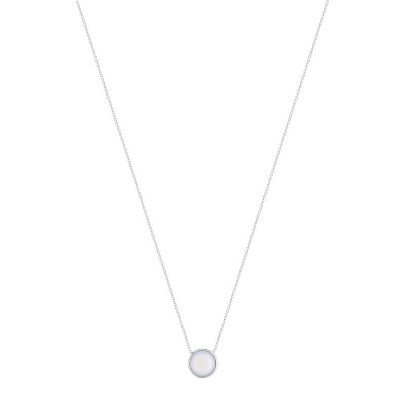 750 witgouden ketting met chalcedoon, 42 cm - afbeelding 2