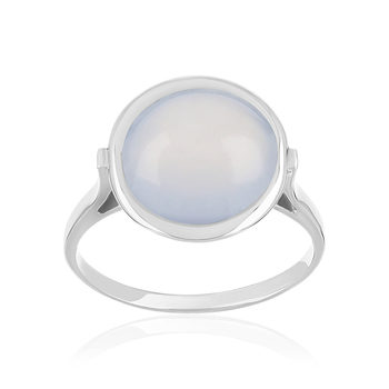 Bague or 750 blanc calcedoine
