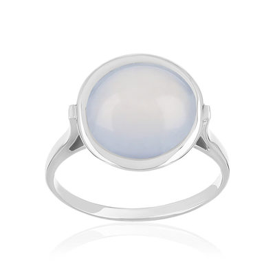 Bague or 750 blanc calcedoine - vue 1