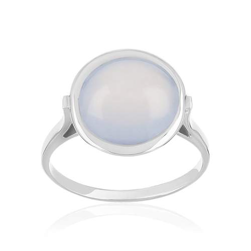 Bague or 750 blanc calcedoine