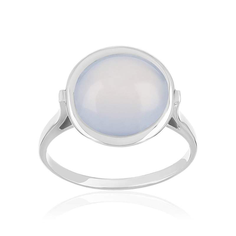 Bague or 750 blanc calcedoine - vue 1