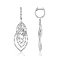 Boucles d'oreilles or blanc 750 et diamants