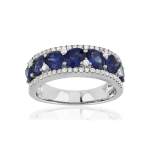 Bague or 750 blanc saphir diamant - vue 1