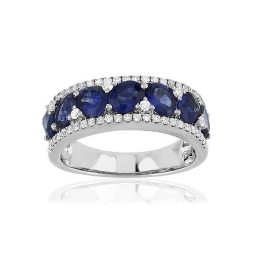 Bague or 750 blanc saphir diamant