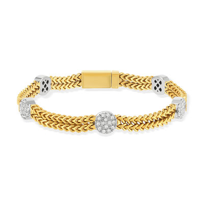 Bracelet 2 ors 750 diamants 19 cm - vue 1