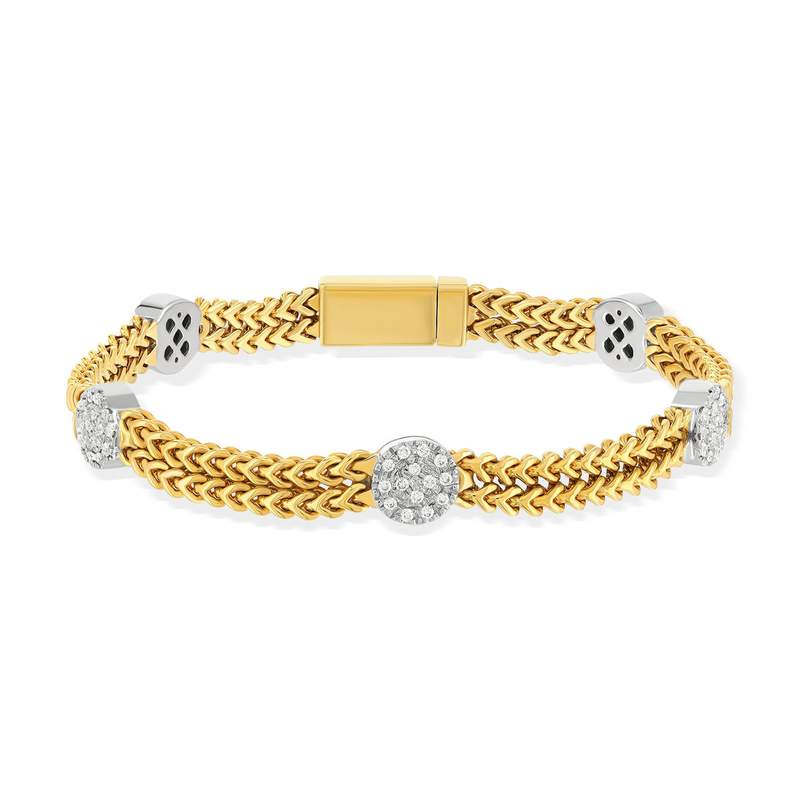 Bracelet 2 ors 750 diamants 19 cm - vue 1