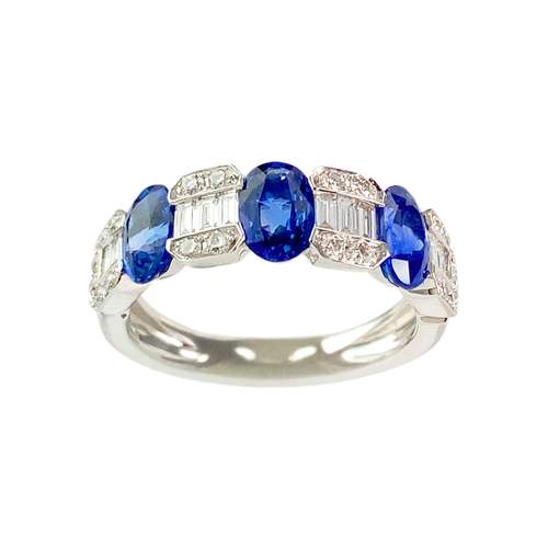 Bague or 750 blanc saphir diamant