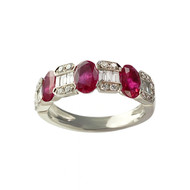 Bague or 750 blanc rubis diamant
