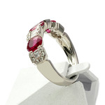 Bague or 750 blanc rubis diamant - vue 2