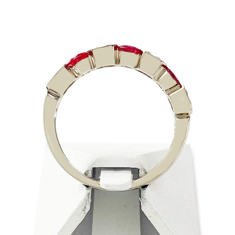 Bague or 750 blanc rubis diamant - vue 3