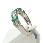 Bague or 750 blanc emeraude diamant - vue 2