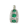 Pendentif or 750 blanc emeraude diamant - vue V1