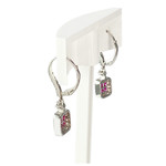 Boucles d'oreilles or 750 blanc rubis diamant - vue 2
