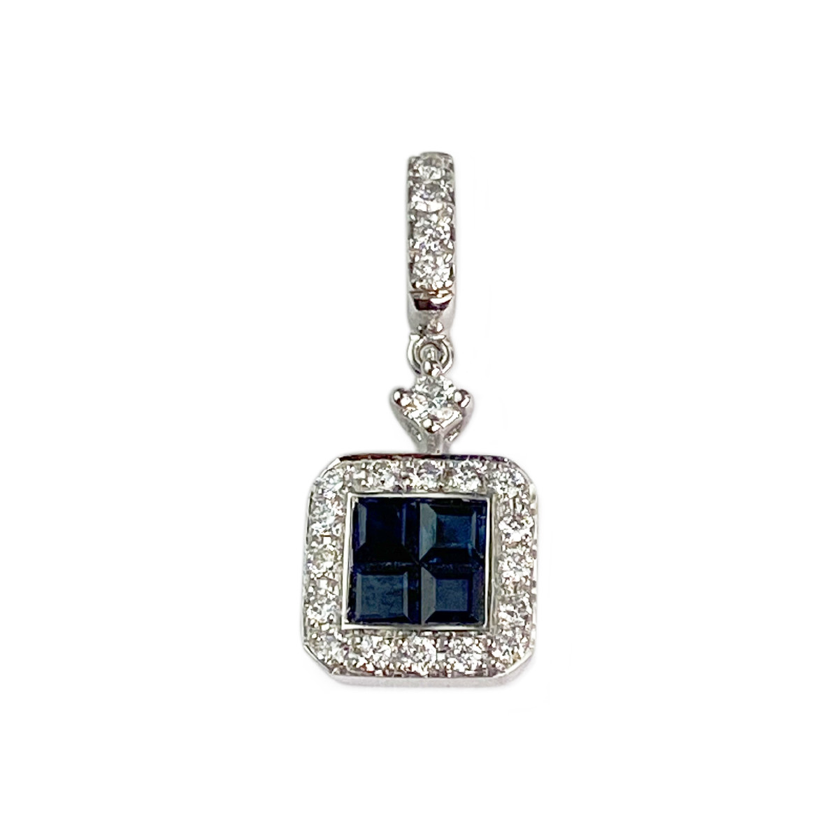 750 gold white sapphire diamond pendant