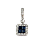 Pendentif or 750 blanc saphir diamant