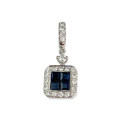 Pendentif or 750 blanc saphir diamant
