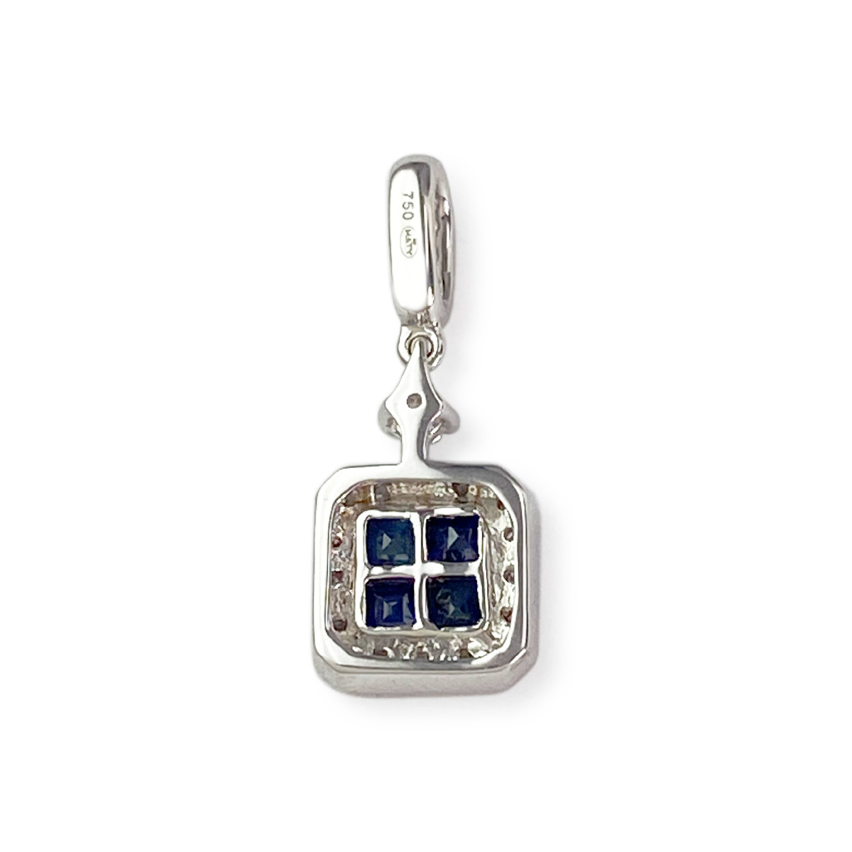 750 white gold pendant with sapphire and diamond - view 2