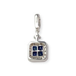 Pendentif or 750 blanc saphir diamant - vue 2