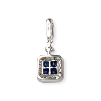 Pendentif or 750 blanc saphir diamant