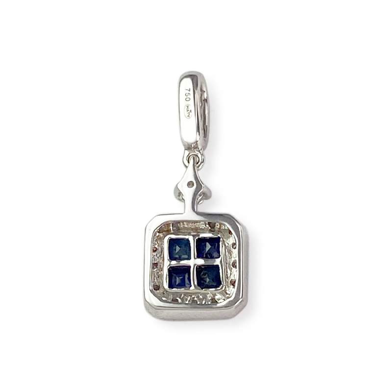 Pendentif or 750 blanc saphir diamant - vue 2