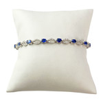 Bracelet or 750 blanc saphir diamant - vue 1