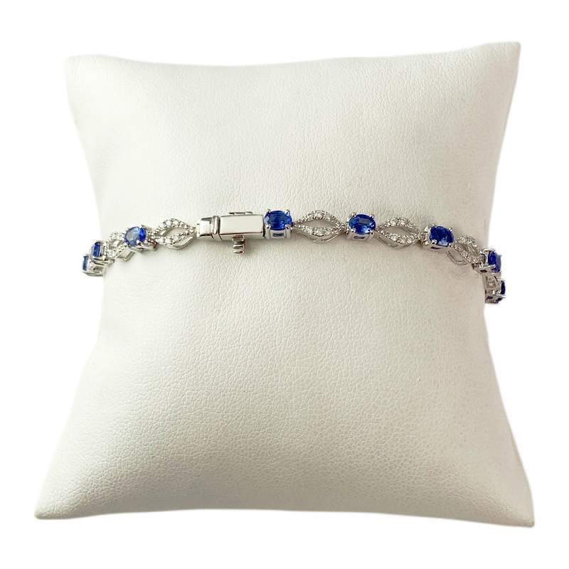Bracelet or 750 blanc saphir diamant - vue 2