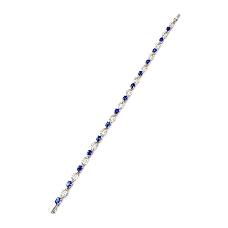Bracelet or 750 blanc saphir diamant - vue 3