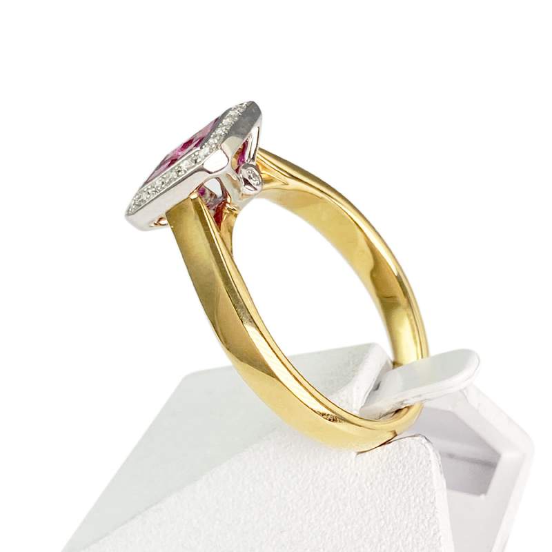 Bague 2 ors 750 rubis diamant - vue 2