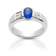 Bague VAN BRILL or 750 blanc saphir diamant