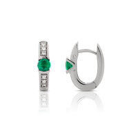 Boucles d'oreilles VAN BRILL or 750 blanc émeraude diamant