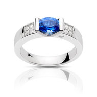 Bague VAN BRILL or 750 blanc saphir diamant